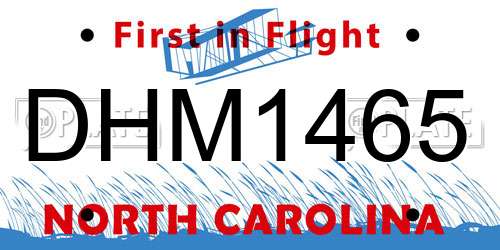 DHM1465 North Carolina License Plate