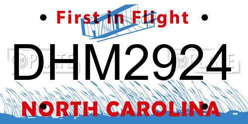 DHM2924 North Carolina License Plate