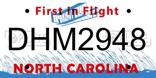 DHM2948 North Carolina License Plate