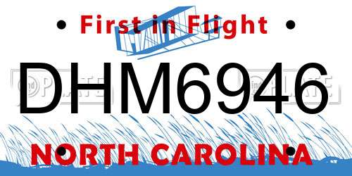 DHM6946 North Carolina License Plate