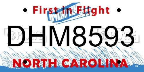 DHM8593 North Carolina License Plate
