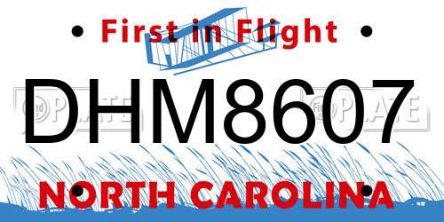 DHM8607 North Carolina License Plate