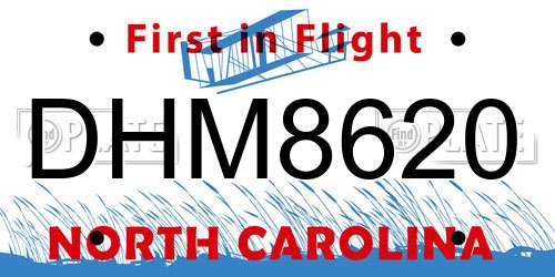 DHM8620 North Carolina License Plate