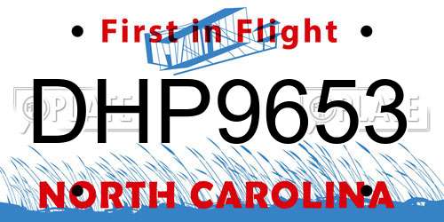 DHP9653 North Carolina License Plate