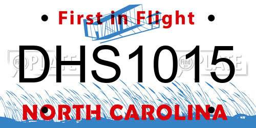 DHS1015 North Carolina License Plate