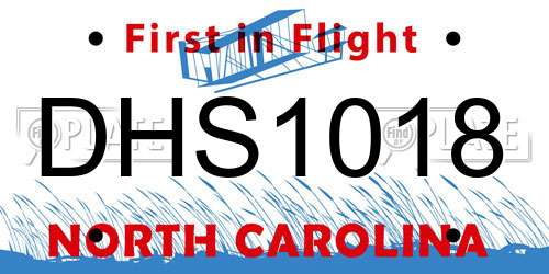DHS1018 North Carolina License Plate