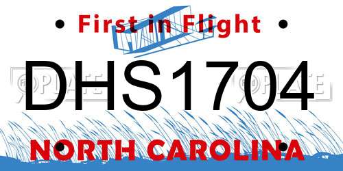 DHS1704 North Carolina License Plate