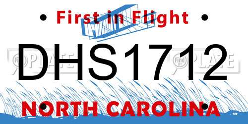 DHS1712 North Carolina License Plate
