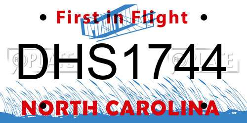 DHS1744 North Carolina License Plate