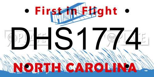 DHS1774 North Carolina License Plate