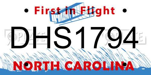 DHS1794 North Carolina License Plate