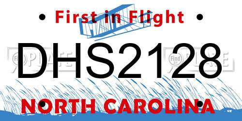 DHS2128 North Carolina License Plate