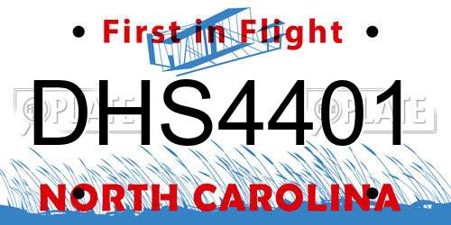 DHS4401 North Carolina License Plate