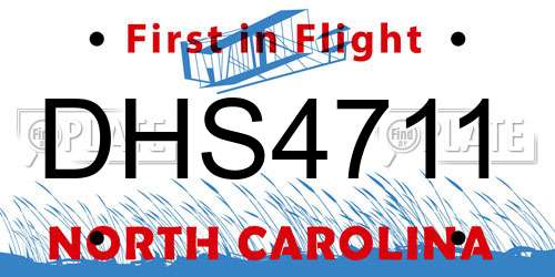 DHS4711 North Carolina License Plate