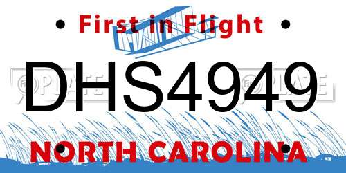DHS4949 North Carolina License Plate