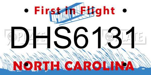 DHS6131 North Carolina License Plate