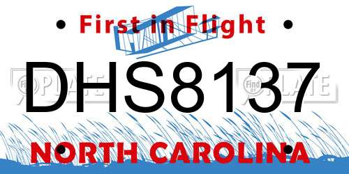 DHS8137 North Carolina License Plate