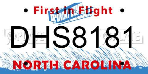 DHS8181 North Carolina License Plate