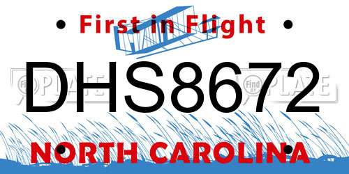 DHS8672 North Carolina License Plate