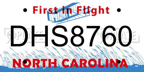 DHS8760 North Carolina License Plate