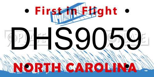 DHS9059 North Carolina License Plate