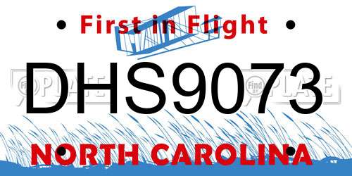 DHS9073 North Carolina License Plate