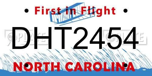 DHT2454 North Carolina License Plate