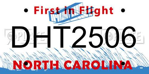 DHT2506 North Carolina License Plate