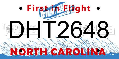 DHT2648 North Carolina License Plate