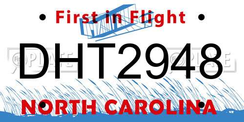 DHT2948 North Carolina License Plate