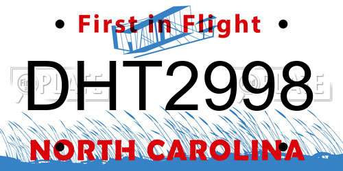 DHT2998 North Carolina License Plate
