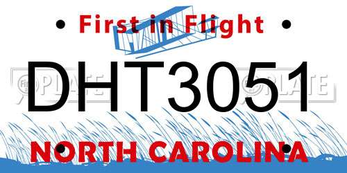 DHT3051 North Carolina License Plate