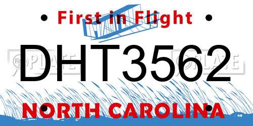 DHT3562 North Carolina License Plate