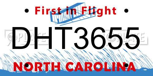 DHT3655 North Carolina License Plate