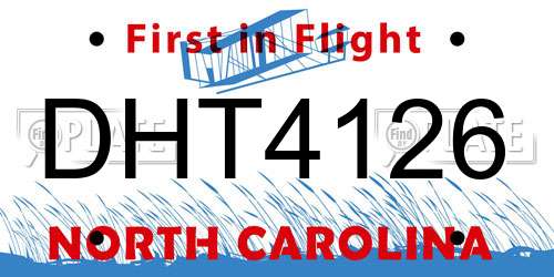 DHT4126 North Carolina License Plate