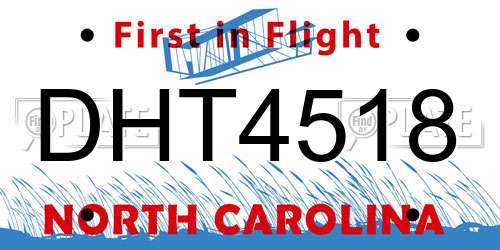 DHT4518 North Carolina License Plate