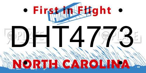 DHT4773 North Carolina License Plate