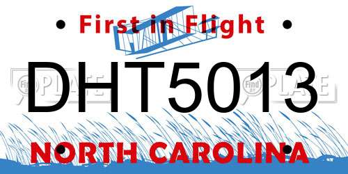 DHT5013 North Carolina License Plate