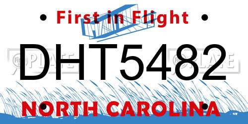 DHT5482 North Carolina License Plate