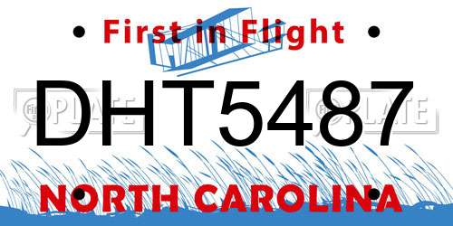 DHT5487 North Carolina License Plate