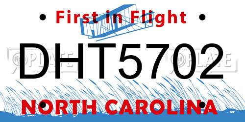 DHT5702 North Carolina License Plate