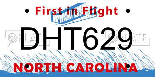 DHT629 North Carolina License Plate
