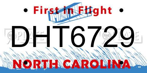 DHT6729 North Carolina License Plate