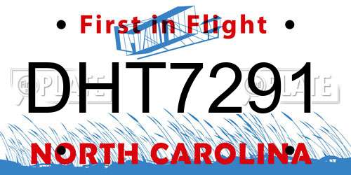 DHT7291 North Carolina License Plate