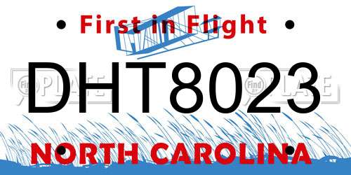 DHT8023 North Carolina License Plate