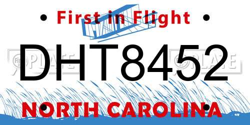 DHT8452 North Carolina License Plate