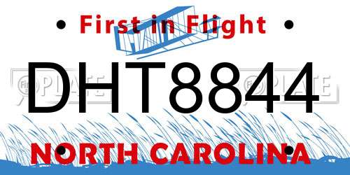 DHT8844 North Carolina License Plate