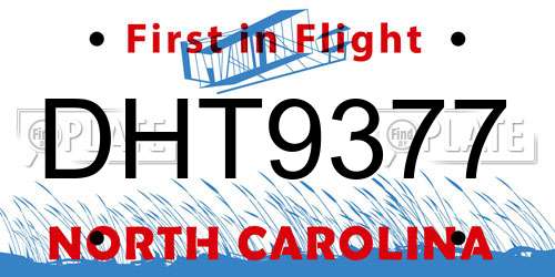 DHT9377 North Carolina License Plate