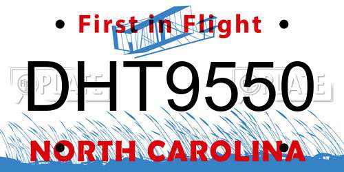 DHT9550 North Carolina License Plate