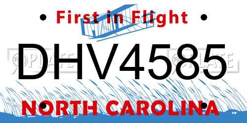 DHV4585 North Carolina License Plate